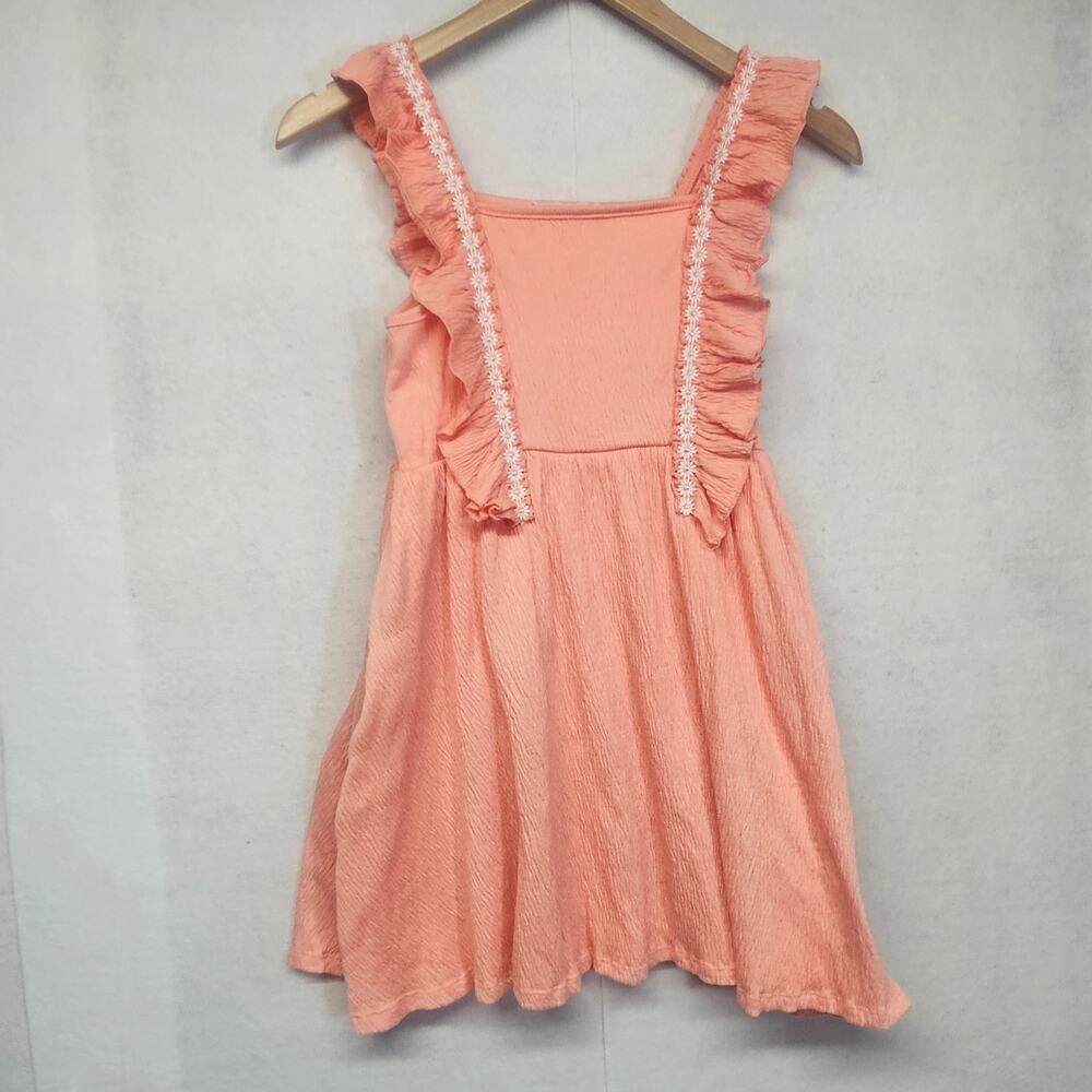 Btween Peach Orange Ruffle Shoulder Strap Mini Dress for Girls size 10